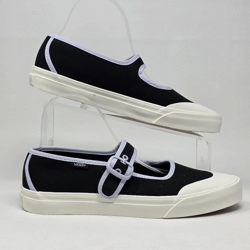 Vans Mary Jane Women's Black White Blue Buckle Design Sneakers 500714 Size 5 New